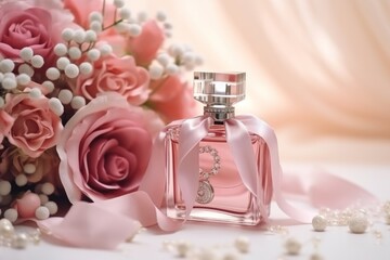 Obraz na płótnie Canvas Diamonds & Romance: Captivating Pink Perfume for a Blissful Valentine's Day