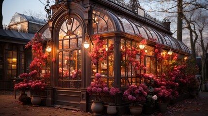 Fototapeta na wymiar Blooming Beauty: Captivating Symmetry in a Rose Shop