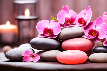 Obraz na płótnie Canvas Unleash Your Inner Glow, that feeling you get after reiki, Spa treatment, zen, inner peace, Pink Orchids, Valentines Day