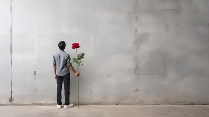 Passionate Love Blooms: Enigmatic Man Embraces Romance Against Urban Backdrop