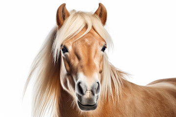 Obraz premium Haflinger Horse close-up portrait on a white background.
