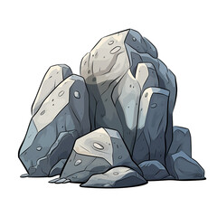 Rock stone cartoon illustration isolated on transparent background