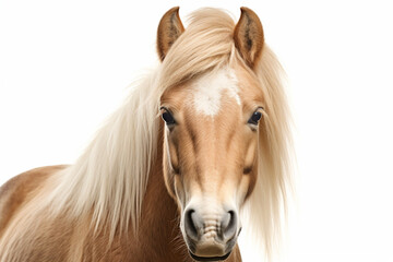 Obraz premium Haflinger Horse close-up portrait on a white background.