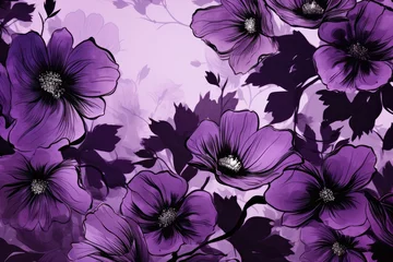 Fotobehang Purple flowers on black background. Illustration © kardaska