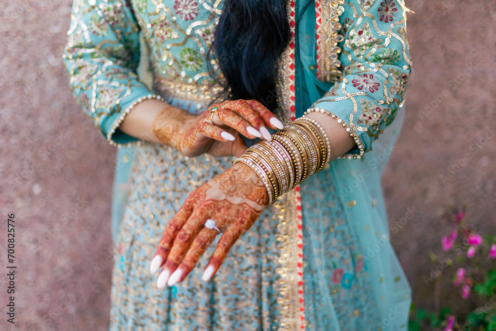 Wall mural Afghani bride's wearing her jewelry close up