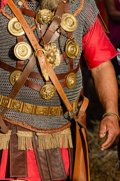 centurion uniform of the roman legion, in an act of historical recreation. Festa dos Povos, Chaves. Portugal