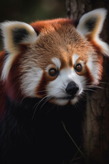 Close-up view of a red panda generative AI