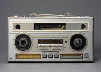 Obraz premium an old vintage casette isolated on a white background 