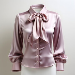 a purple blouse with tie
