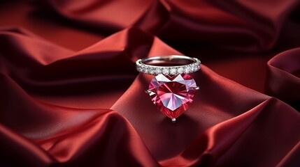 Sparkling Love: A Heart Diamond Embraced by Velvet Elegance