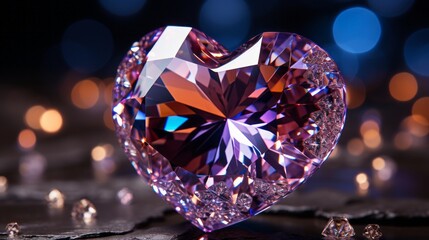 Fototapeta premium Sparkling Love: Heart Diamond Shines Amidst Glittering Stars