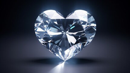 Fototapeta premium Sparkling Elegance: Mesmerizing Heart Diamond Shimmers with Love and Luxury