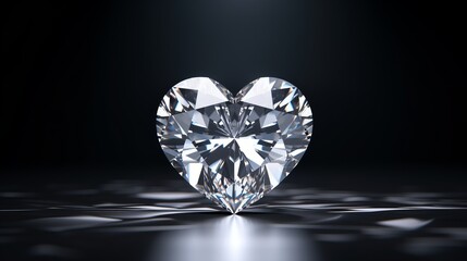 Fototapeta premium Sparkling Elegance: Mesmerizing Heart Diamond Shimmers with Love and Luxury