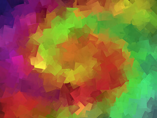 Energetyczna spiralna mozaika geometrycznych rozrzuconych kolorowych kwadratów  - tło, tekstura