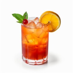 Generative AI image of  a glass of rum punch cocktail garnished angle