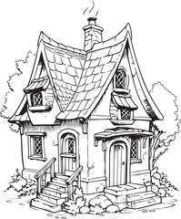 small cottage coloring page