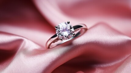 Obraz premium Enchanting Elegance: Sparkling Diamond Ring on Luxurious Velvet, a Captivating Symbol of Love and Romance