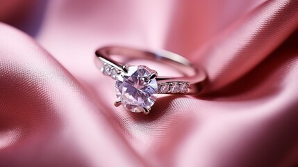 Enchanting Elegance: Sparkling Diamond Ring on Luxurious Velvet, a Captivating Symbol of Love and Romance