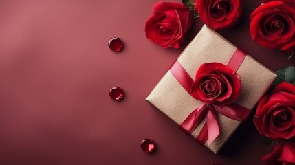 Enchanting Elegance: Luxurious Heart Giftbox on Velvet Fabric, Adorned with Closed Roses - Top View Closeup Shot, Perfect for Daytime Gifting, with Space for Personalized Messages