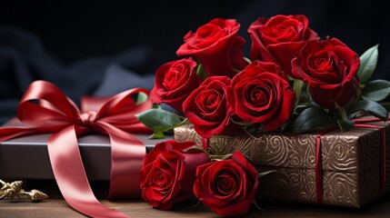 Passion Blooms: A Timeless Gesture of Love - Red Rose and Giftbox Unite in a Captivating Display of Affection