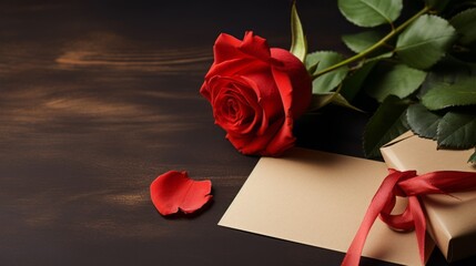 Love Blossoms: Passionate Red Rose and Heartfelt Paper Card Embrace Eternal Affection