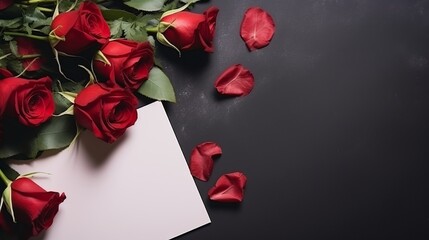 Passionate Love Blooms: Red Roses and Blank Paper Inspire Endless Possibilities