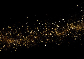 Gold particles on black background. Generative AI 