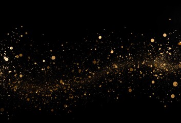 Gold particles on black background. Generative AI  - obrazy, fototapety, plakaty