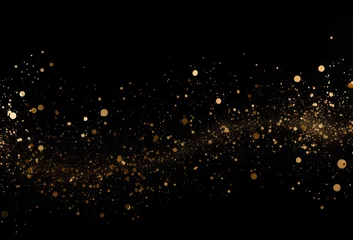 Deurstickers Gold particles on black background. Generative AI  © Hapun
