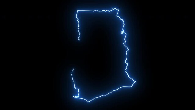 Animated Ghana map icon with a glowing neon effect