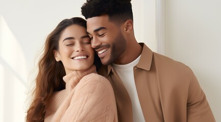 Interracial Couple Sharing a Joyful Moment