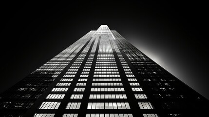 Monochrome Majesty: Captivating Contrast of Light and Shadow in Iconic Skyscraper