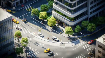 Urban Crossroads: Captivating Skyscraper Corner Revealing the Vibrant Pulse of City Life