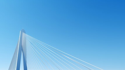 Graceful Engineering: A Serene Suspension Bridge Soaring Above the Azure Sky