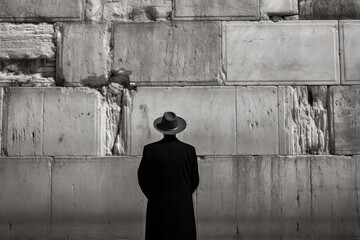 Obraz premium Generative AI image of a man is standing at the western wall of the temple