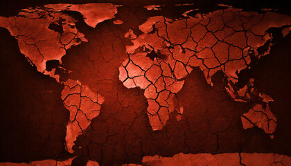 cracked world map (Image of global warming)