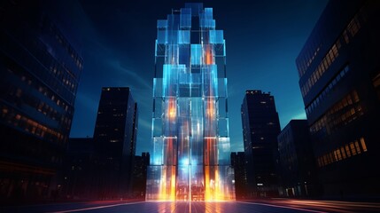 Enchanting Illumination: Captivating Skyscraper Embraces Cultural Vibrancy and Modern Art Fusion