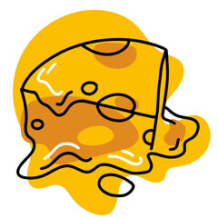 A Single Icon Melted Cheese Cartoon Illustration