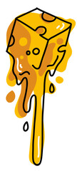 A Melted Cheese in Vector Cartoon Illustration