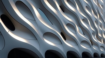 Enigmatic Elegance: Futuristic Facade Illuminated with Mesmerizing Shadows and Light Effects