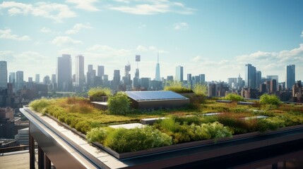 Fototapeta na wymiar Nature's Oasis: A Sustainable Urban Haven with a Breathtaking Cityscape Backdrop
