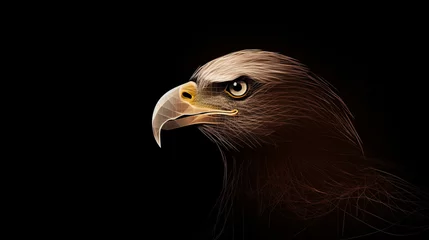 Zelfklevend Fotobehang bald eagle low polygon wireframe mesh, technology white and brown glowing effect © 1st footage