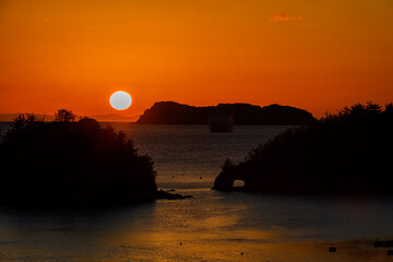夕日の名所である夕日岬で見る美しい日没