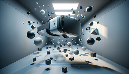 Virtual Reality Goggles in Geometric Minimalist Interior