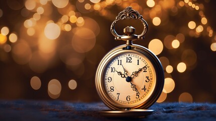 Timeless Elegance: Midnight Revelry Unveiled in Enchanting Pocket Watch - Captivating Bokeh Lights...