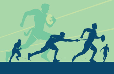 Premium Illustration of tag rugby players playing together best for your digital graphic and print	