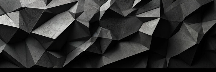 Fond d'un mur noir, texture ardoise, formes triangles, mosaïque. Ambiance sombre. Reflet et lumière. Arrière-plan pour conception et création graphique.	 - obrazy, fototapety, plakaty