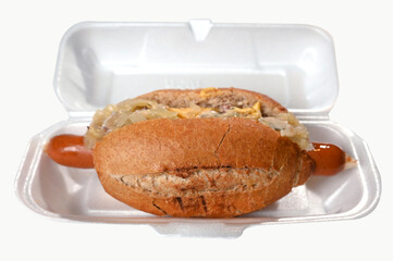 german hot dog with sausage bread and sauerkraut street food fast food