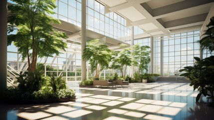 Radiant Oasis: Captivating Skylit Atrium Illuminates Corporate Serenity