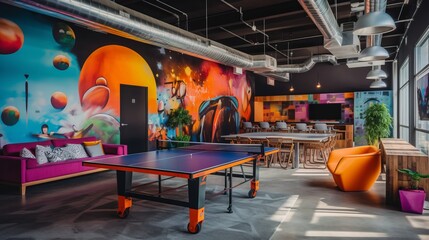 Unleashing Creativity: Energizing Startup Office with Inspiring Quotes, Bean Bags, and Ping Pong Tables - Ignite Your Work Culture with Vibrant Fun!